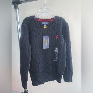 NWT Polo Ralph Lauren Kids Classic Cable-Knit Cotton Sweater | Polo Black